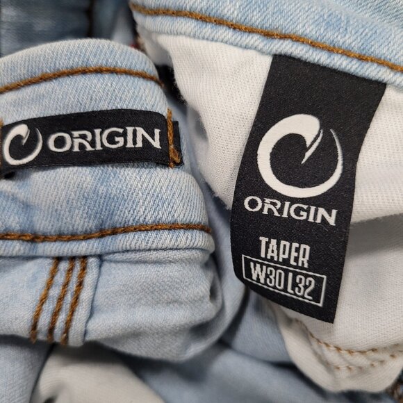 Origin Blue Light Wash Stretch Tapered Jeans USA Made Size 30x32 - Picture 3 of 14